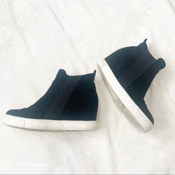 Steve Madden LEII WEDGE SNEAKER black pull on ankle size 8.5 - Picture 6 of 10